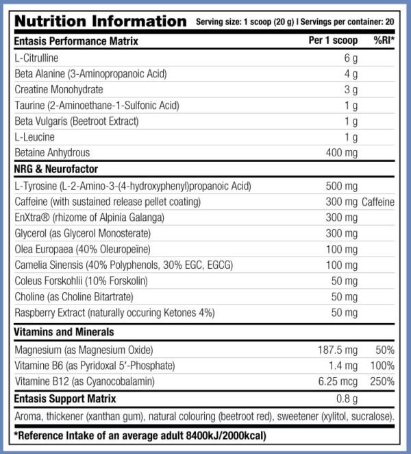 PreWorkout Entasis 400g Stacker2