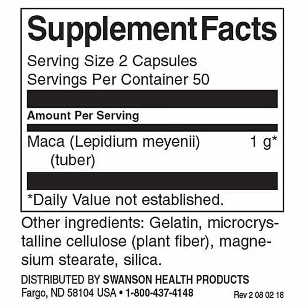 Maca 500 mg Swanson